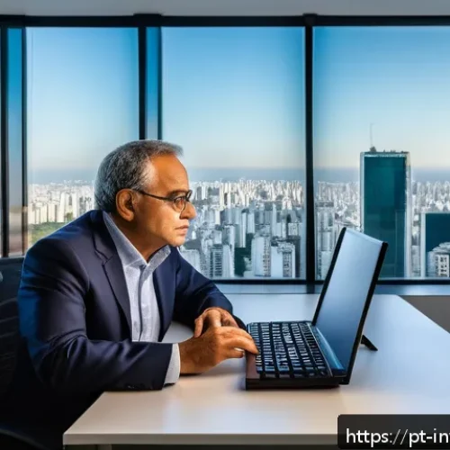 Home 33 보수적 투자자의 전략적 접근법 - A sophisticated and calm office environment featuring a middle-aged Brazilian investor thoughtfully ...
