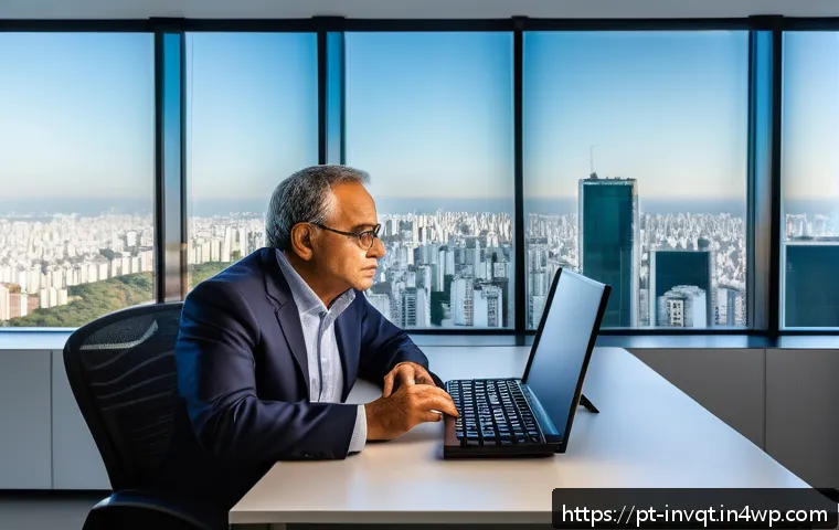 보수적 투자자의 전략적 접근법 - A sophisticated and calm office environment featuring a middle-aged Brazilian investor thoughtfully ...