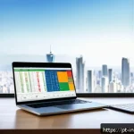 Home 19 위험 감수 성향에 따른 ETF 선택 - A modern Brazilian investor’s workspace showcasing a sleek laptop displaying diverse ETF charts and ...